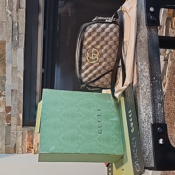 Gucci Handbags - Gucci GG Marmont Small Matelasse Canvas Leather Crossbody Bag